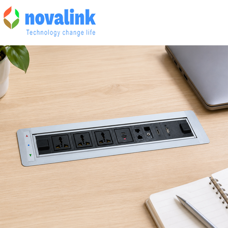 Ổ điện &acirc;m b&agrave;n Novalink NV-ST803E mở xoay 180 độ